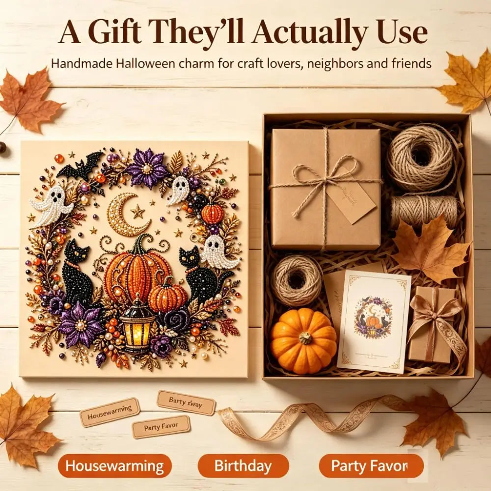 💥 Last Day 49% OFF – 👻✨ Halloween Pearl Art DIY Kit – Turn Tiny Pearls into Spooky-Cute Magic