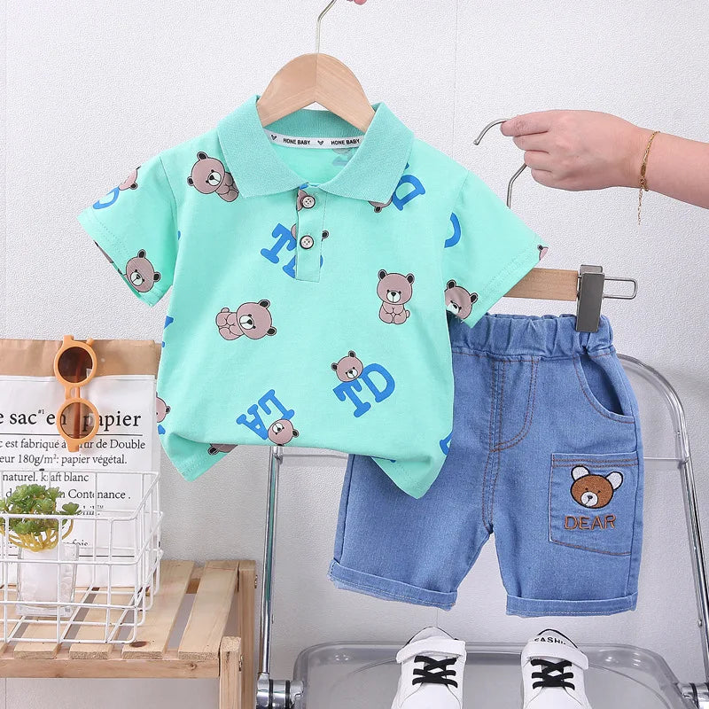 Kids Boys Cartoon Bear Cotton 2PCS Sets