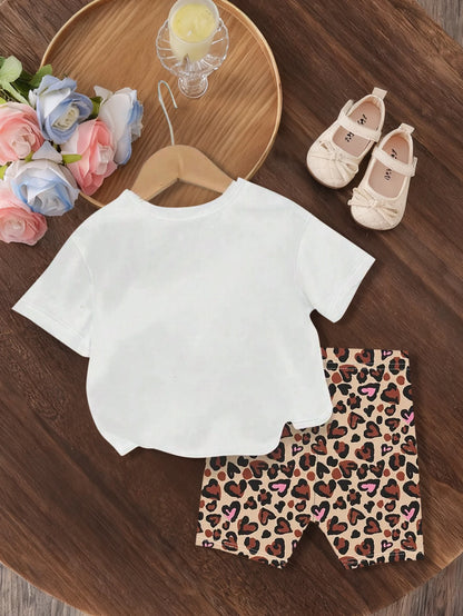 Baby Girls  Short-Sleeve T-Shirt & Elastic Waist Shorts 2PCS Set