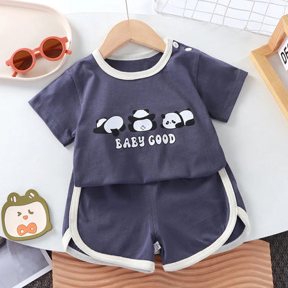 Baby Cartoon T-shirt O-neck 2pcs Sets