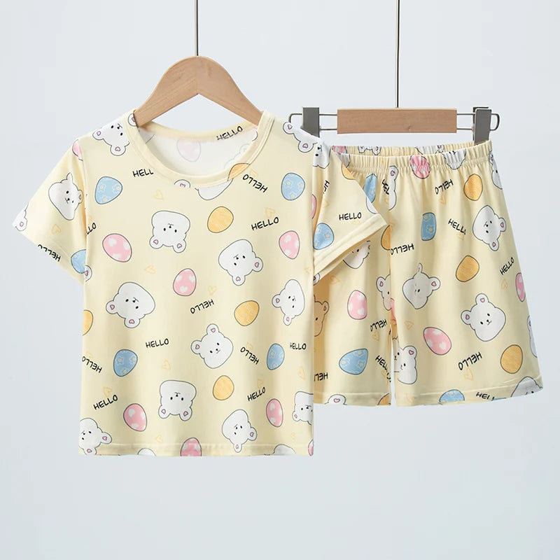 Hello Bear T-shirt O-neck 2pcs Sets