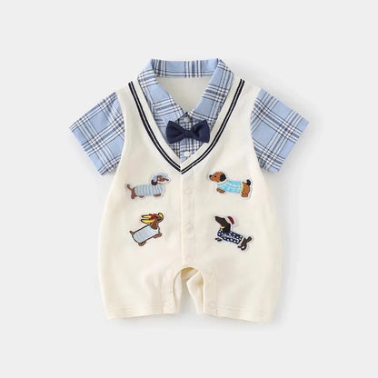 Babe Cute Dog Label Romper