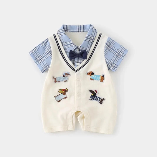 Babe Cute Dog Label Romper