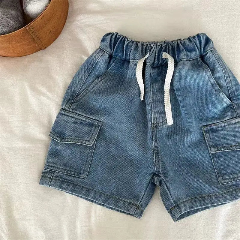 2026 Kids Boys Denim Cargo Shorts
