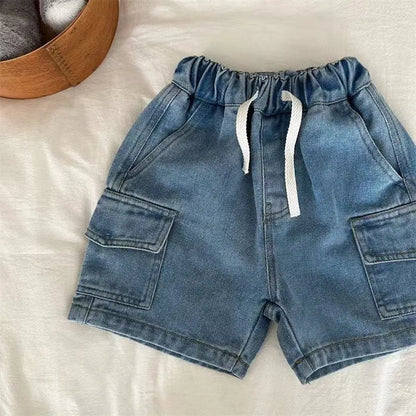 2026 Kids Boys Denim Cargo Shorts
