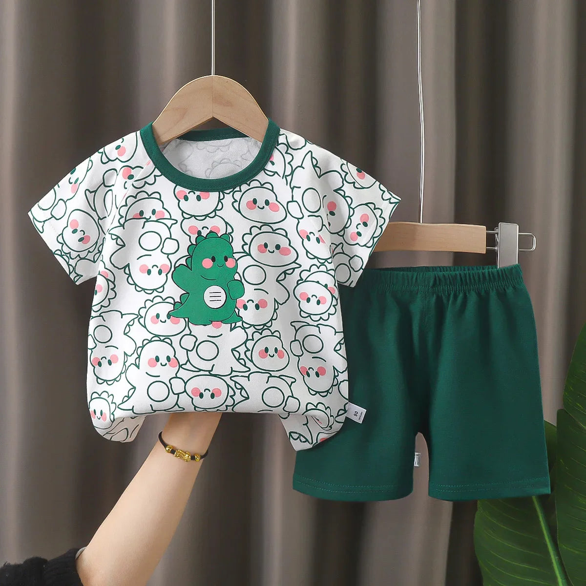Dinosaur T-shirt O-neck 2pcs Sets