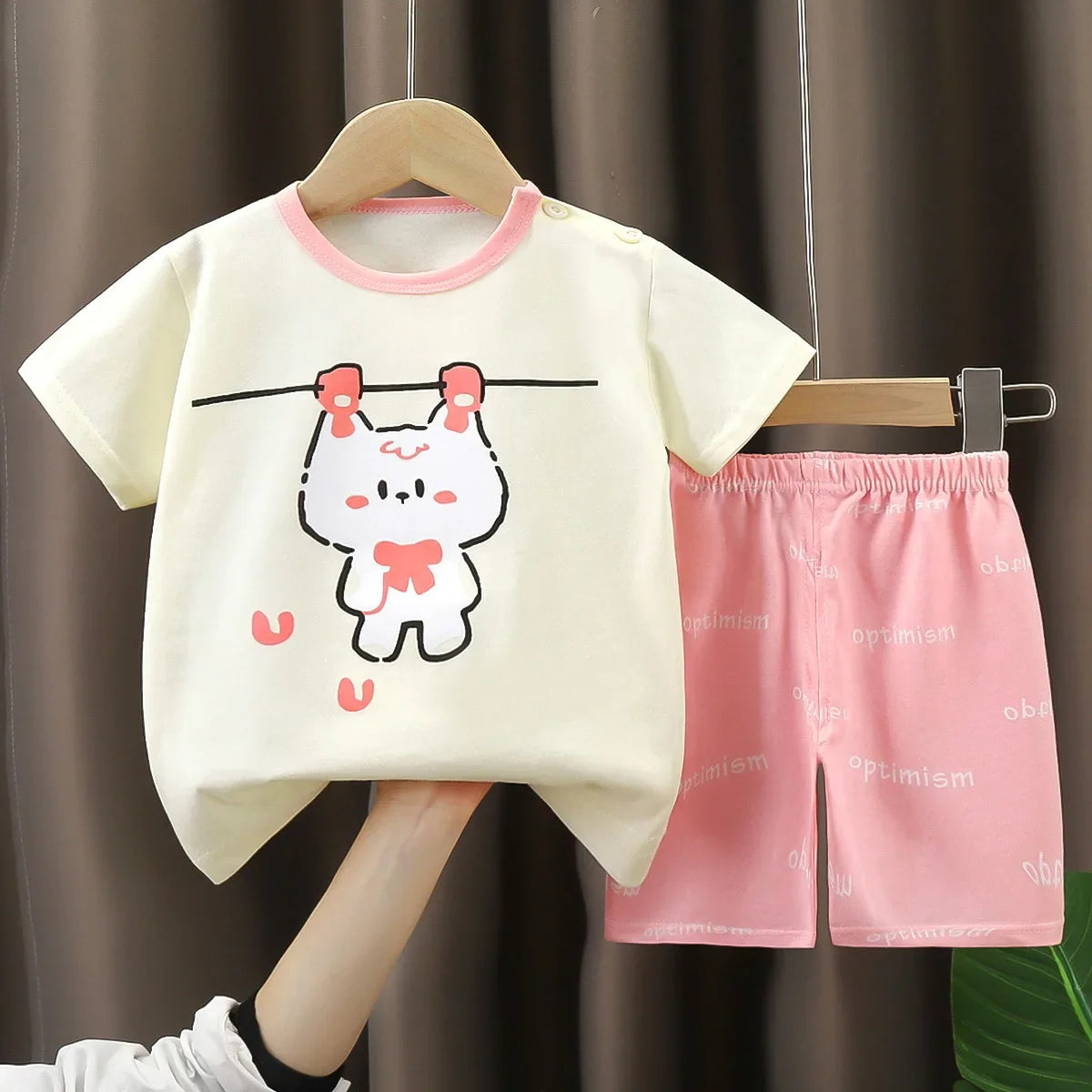 Cat T-shirt O-neck 2pcs Sets