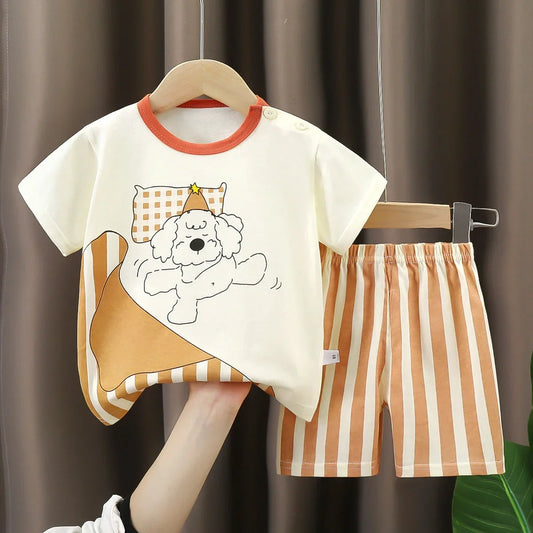 Sleeping Dog T-shirt O-neck 2pcs Sets