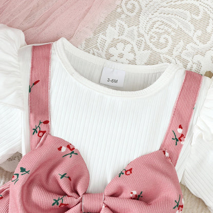 Baby Small Floral Large bow Dress 2pcs Sets