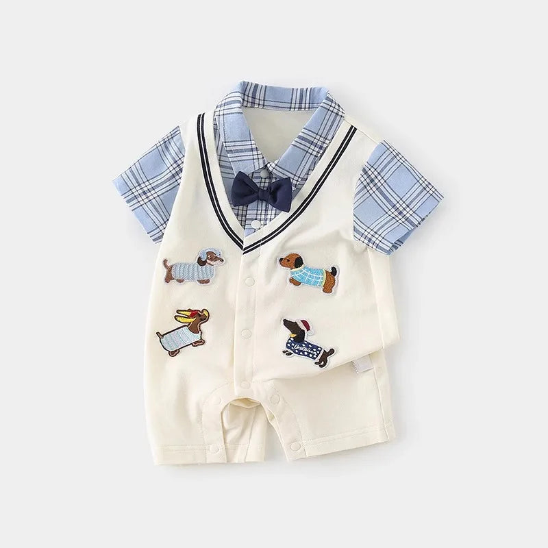 Babe Cute Dog Label Romper