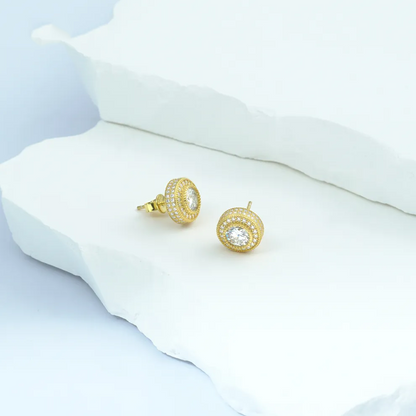 IcePulse Round Bling Stud Earrings 925S & VVS Moissanite