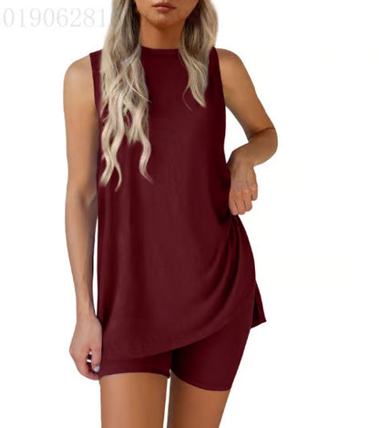 Sleeveless Crewneck Women's 2 Piece Sets Summer