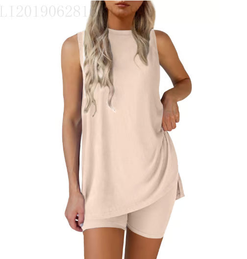 Sleeveless Crewneck Women's 2 Piece Sets Summer