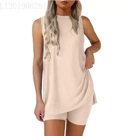 Sleeveless Crewneck Women's 2 Piece Sets Summer