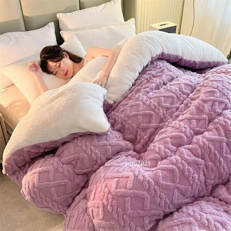 Thickened Super Soft Insulation Hibiscus Winter Quilt
